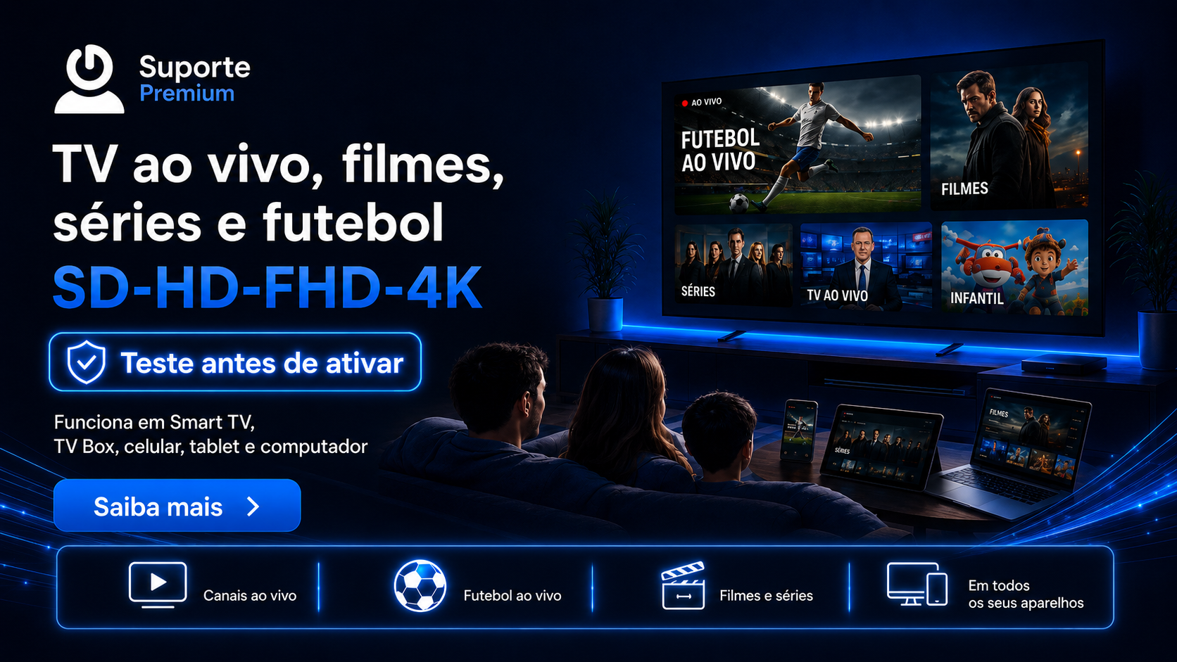 Criativo de referência Suporte Premium para desktop